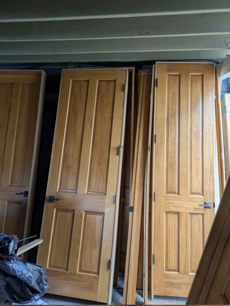 8 ft hardwood doors with frames and Emtek levers